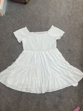 SHEIN Curve White Smocked Top and Sleeves Dress - Size 2XL